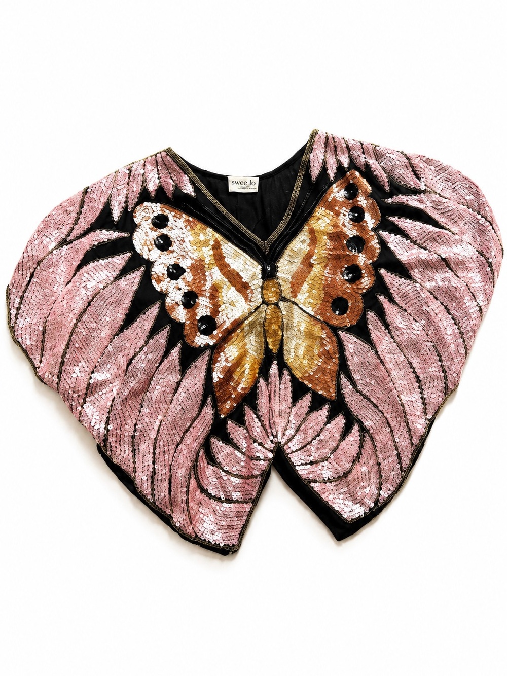 Vintage Celebrity Stylists Favorite Sequin Butterfly Top O/S by Swee Lo